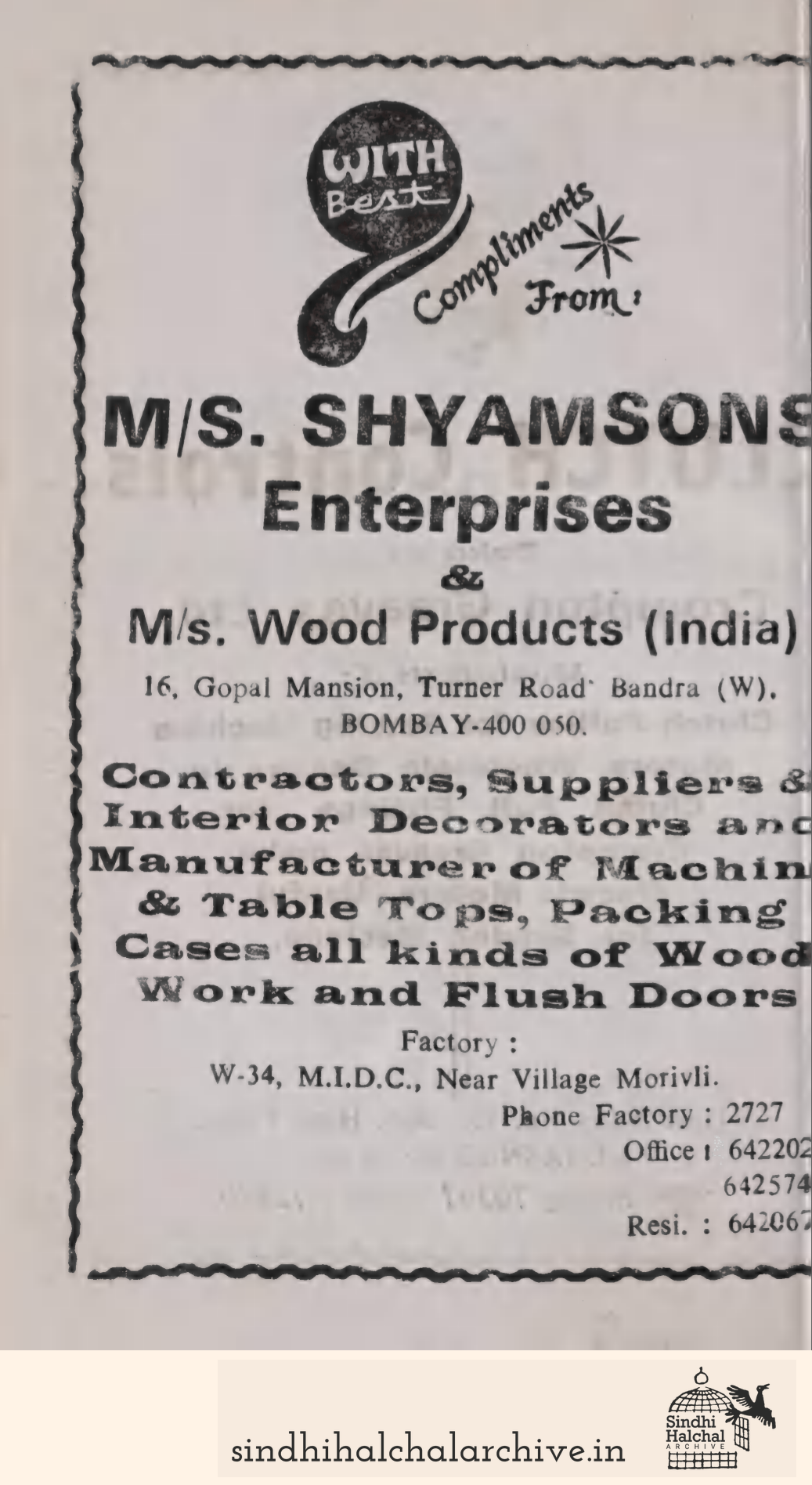 Image of AD M/S. SHYAMSONS Enterprises & Wood Products (India)